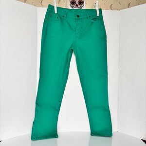 Diane Gilman Dg2 10 P Green cropped Jeans with Zippers at Ankle/Cuff